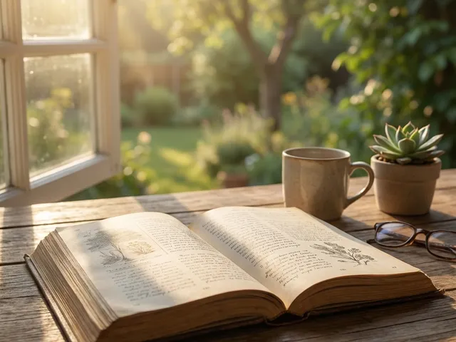 Livre ouvert et ambiance studieuse calme